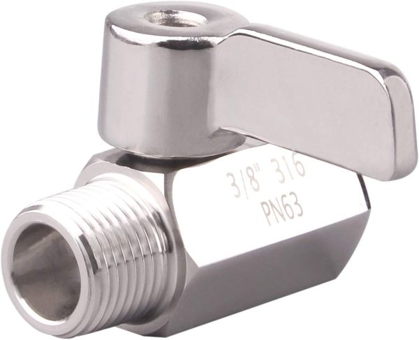 DERNORD 3/8 inch Stainless Mini Ball Valve NPT Female x Male Thread SUS316-2
