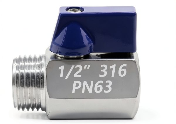 Beduan 1/2" Mini Ball Valve, Stainless Steel Female x Male NPT Thread Shut-Off Valve, Pack of 2-2