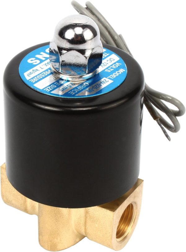 SNS 1/4"NPT DC12V Brass Electric Solenoid Valve Normally Closed Water, Air, Diesel 2W025-N08/DC12V-1
