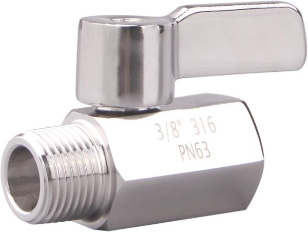 DERNORD 3/8 inch Stainless Mini Ball Valve NPT Female x Male Thread SUS316-0