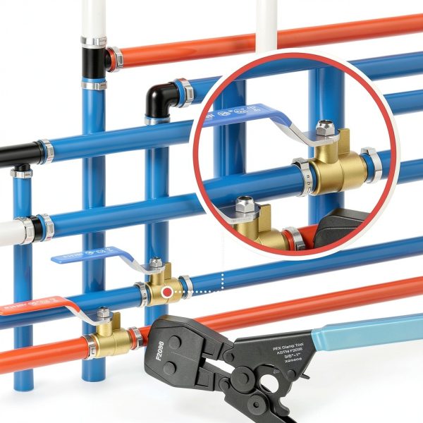 EFIELD 1/2 Inch Pex Crimp Durable Brass Full Port Shut-off Ball Valve-6