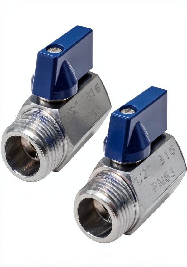 Beduan 1/2" Mini Ball Valve, Stainless Steel Female x Male NPT Thread Shut-Off Valve, Pack of 2-0