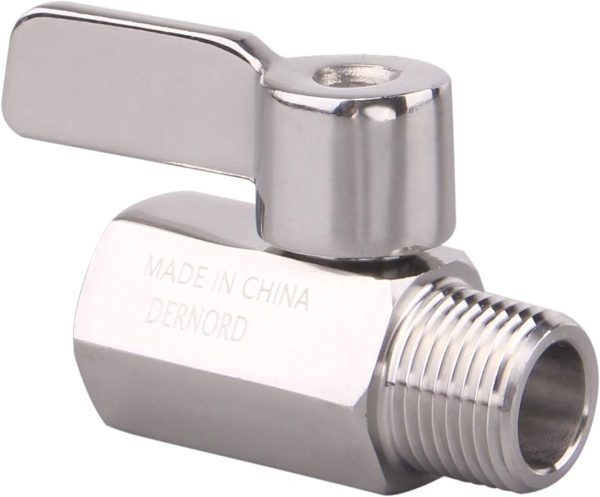 DERNORD 3/8 inch Stainless Mini Ball Valve NPT Female x Male Thread SUS316-6