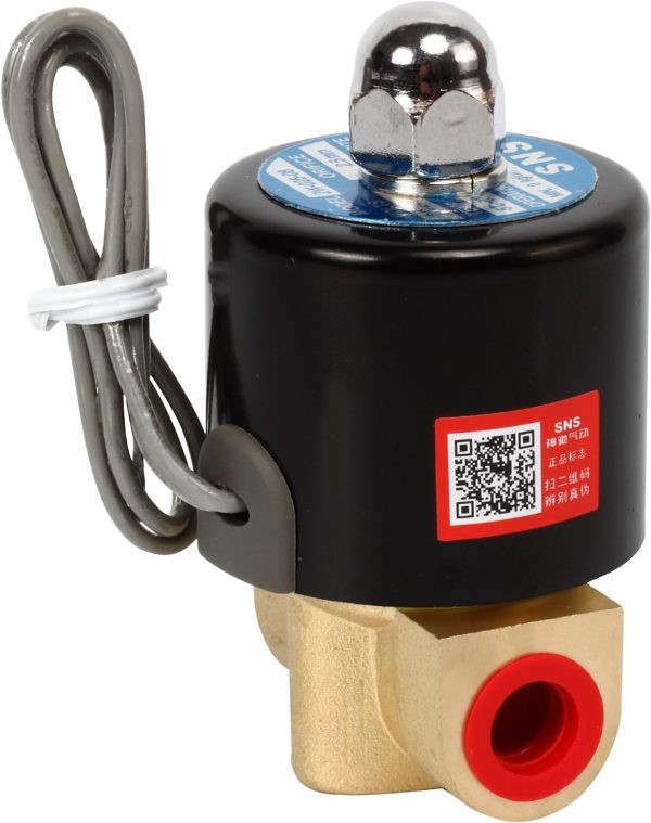 SNS 1/4"NPT DC12V Brass Electric Solenoid Valve Normally Closed Water, Air, Diesel 2W025-N08/DC12V-3