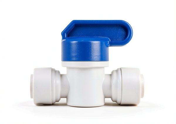 EZRODI 3 Pack Push to Connect Plastic Shut Off Valve 1/4" White/Blue-0