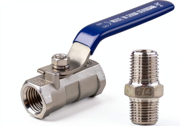 Stainless Steel Ball Valve DERNORD 1/4" NPT Port with Male Hex Nipple-0